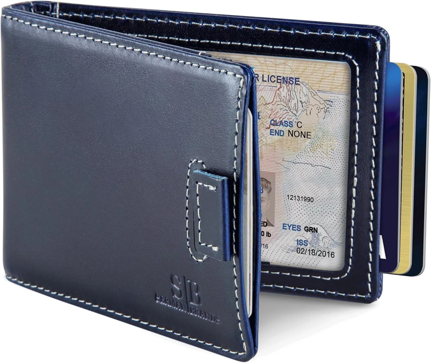 SERMAN BRANDS RFID Blocking Slim Money Clip Wallet – Leather Bifold Front Pocket Minimalist Mens Wallet with Money Clip for Men, Small Credit Card Holder Wallet - Travel Wallet with Gift Box