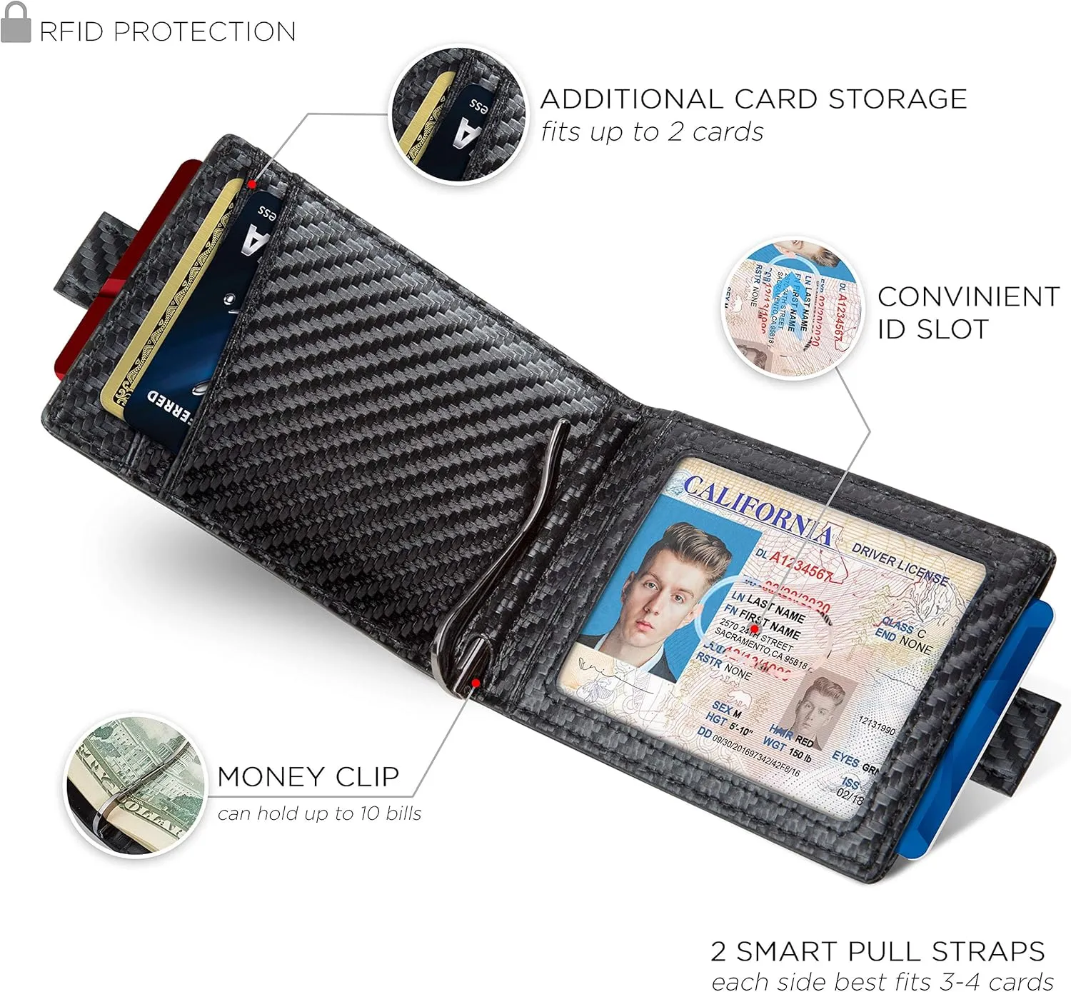 SERMAN BRANDS RFID Blocking Slim Money Clip Wallet – Leather Bifold Front Pocket Minimalist Mens Wallet with Money Clip for Men, Small Credit Card Holder Wallet - Travel Wallet with Gift Box