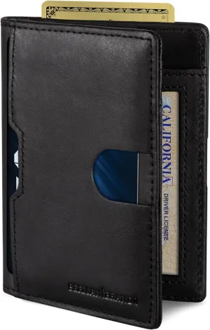 SERMAN BRANDS Wallets for Men Slim Mens leather RFID Blocking Minimalist Card Front Pocket Bifold Travel Thin