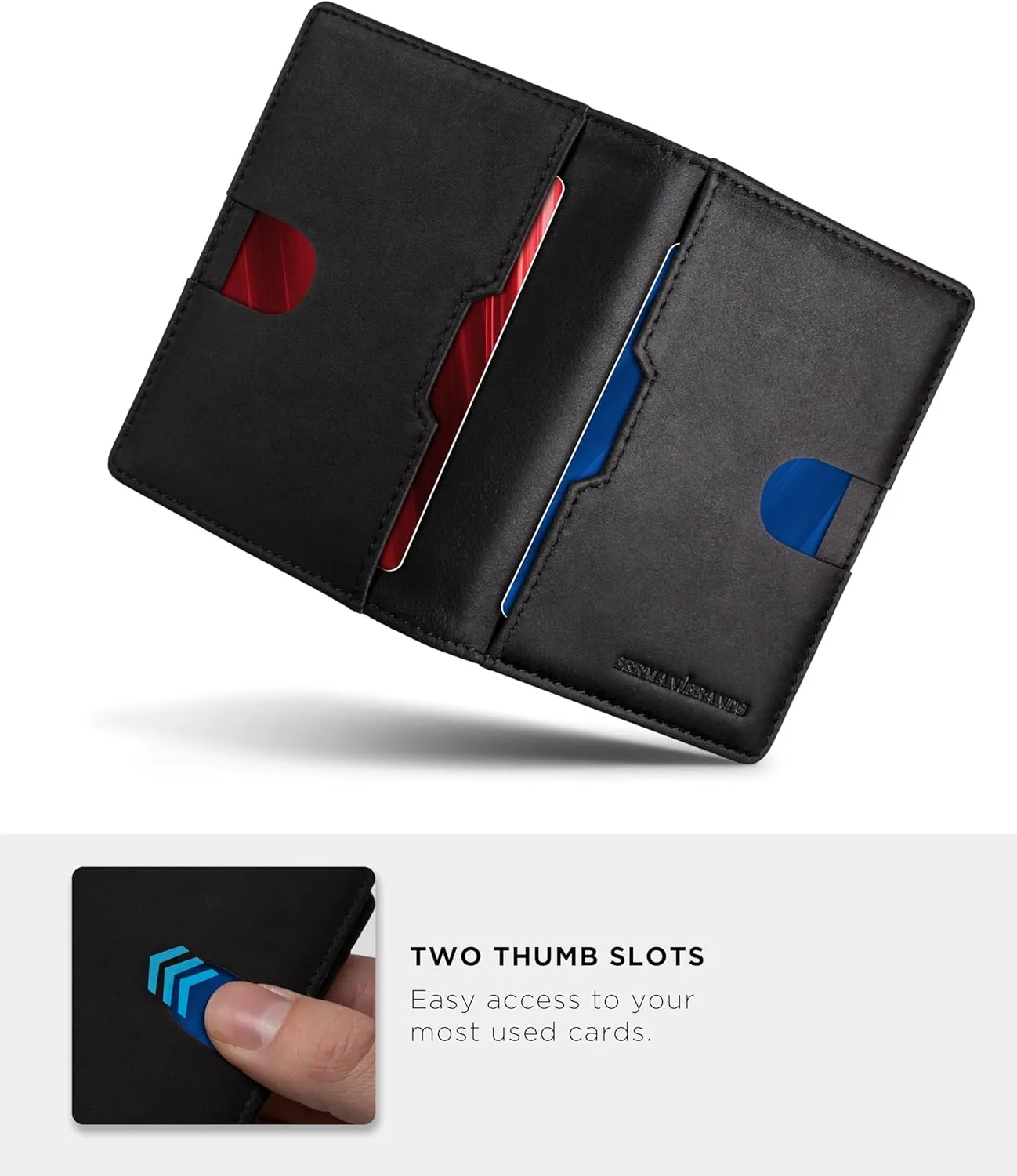 SERMAN BRANDS Wallets for Men Slim Mens leather RFID Blocking Minimalist Card Front Pocket Bifold Travel Thin