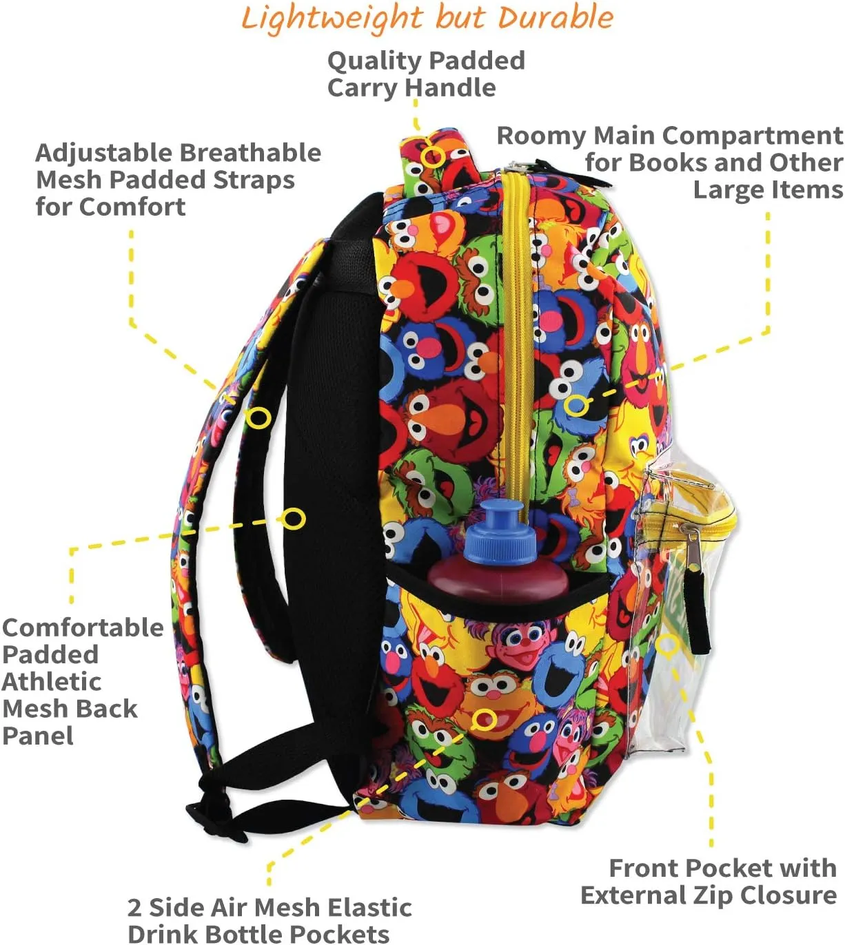 Sesame Street Gang Elmo Boys Girls Toddler 16 inch School Backpack (One Size, Multicolor)