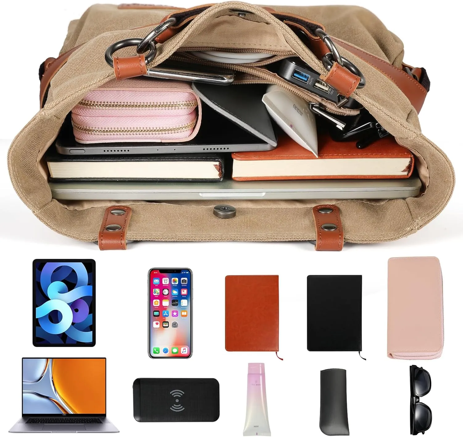 SHANGRI-LA Canvas Tote Handbag Casual Purse Shoulder Bag for Women Convertible Backpack