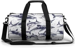 Sharks Duffelbag Utility Bag Lightweight Duffelbag Picnic Bags Gym Satchel Durable Handbag Overnighter Duffles 17.7in/9in/9in