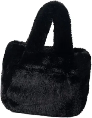 Shoulder Handbag，Women's Winter Casual Faux Furs Furry Small Shoulder Bucket Bag Solid Color Plush Crossbody Satchel Fuzzy Handbag Purse