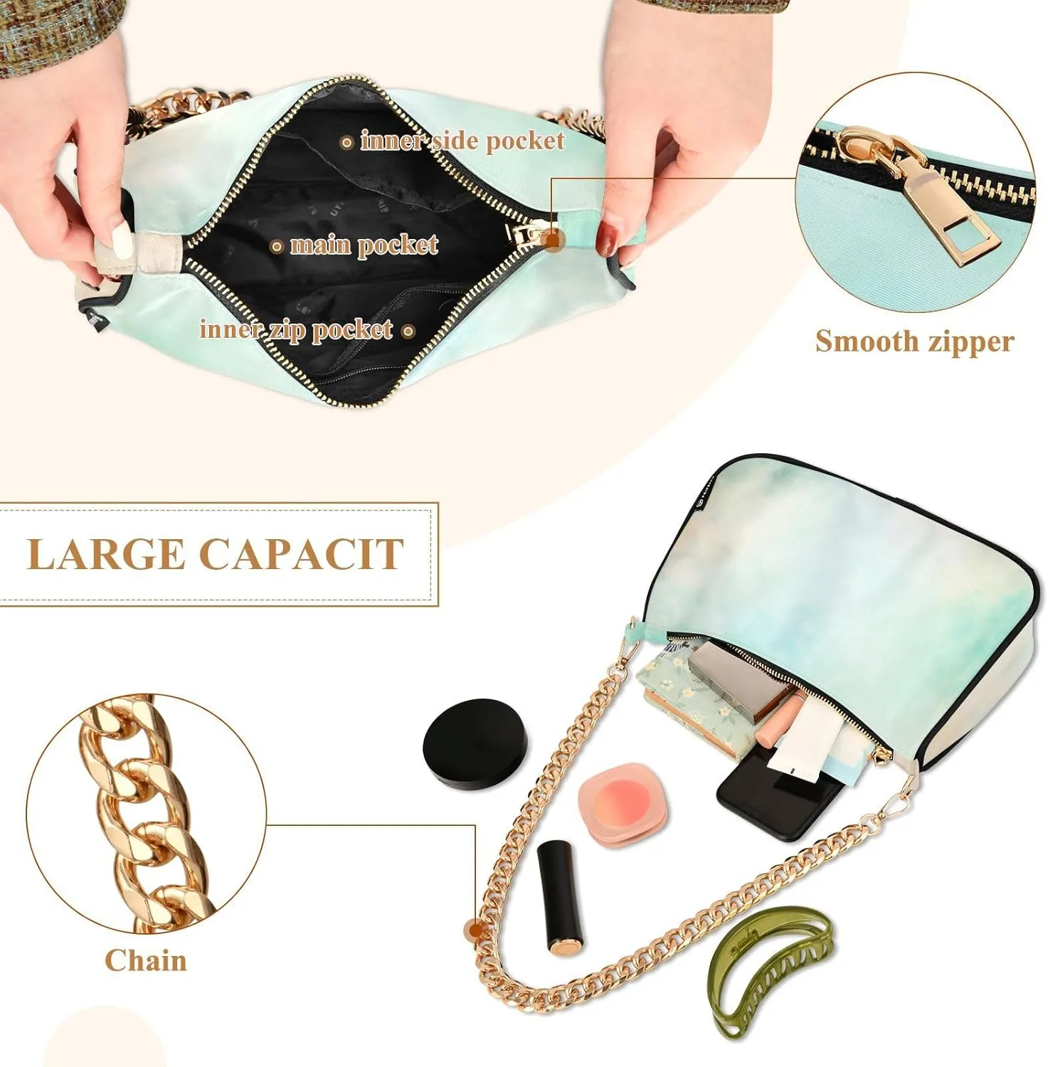 Shoulder Purses for Women Wedding Purses Cocktail Prom Handbag with Chain Strap Multicolor 1