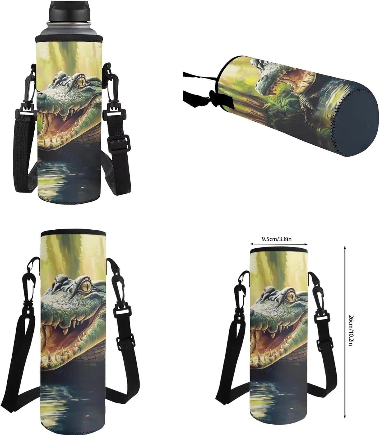 Showudesigns Crocodile Backpack with Lunch Box Kids Boys Elementary/Middle School Bag Girls Bookbag Lunch Bag Pencil Case Water Bottle Holder 17inch Travel Daypack Back To School Daycare Bag 4 In 1