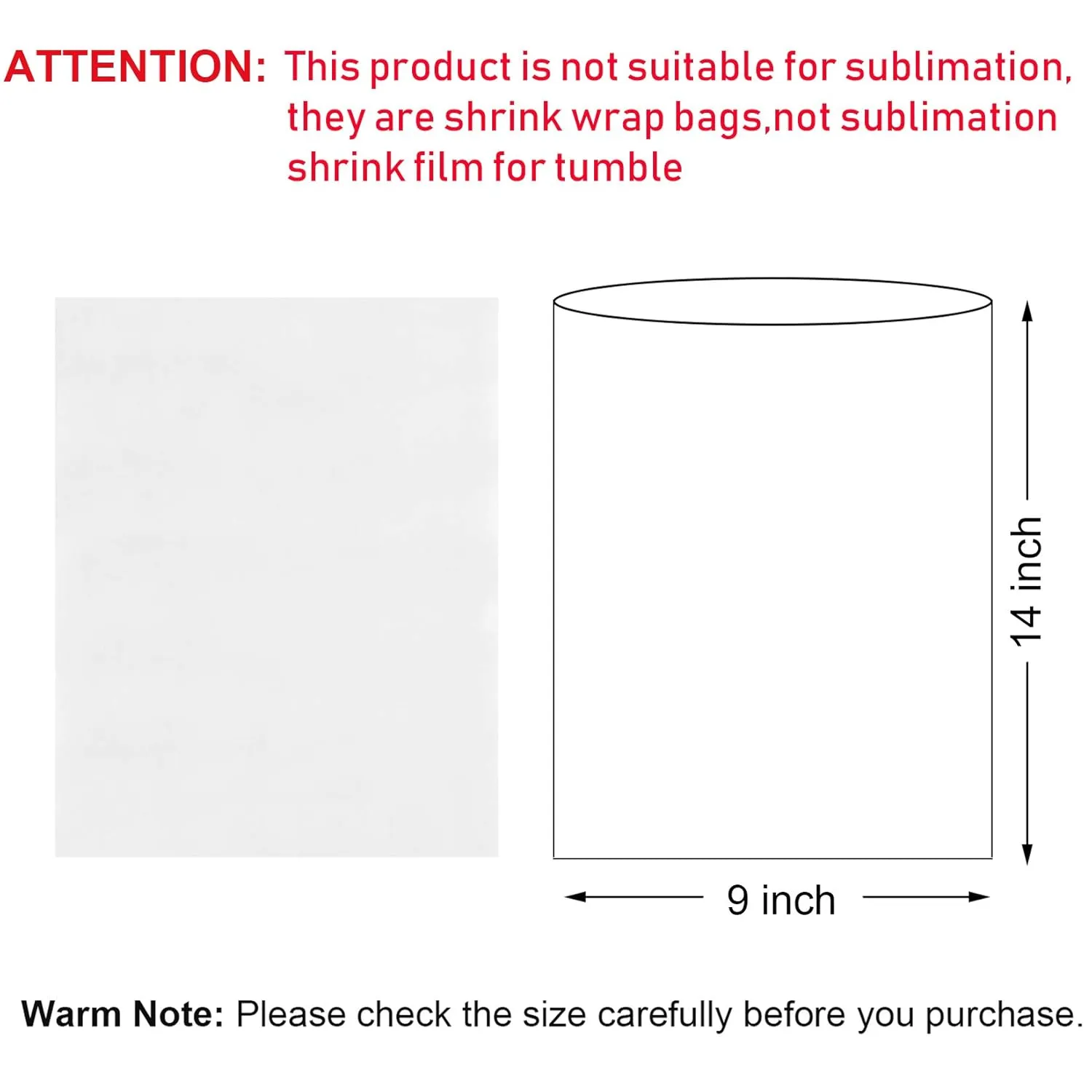 Shrink Wrap Bags,100 Pcs 9x14 Inches Clear PVC Heat Shrink Wrap for Packagaing Soap,Bath Bombs,Candles, Jars and Homemade DIY Projects