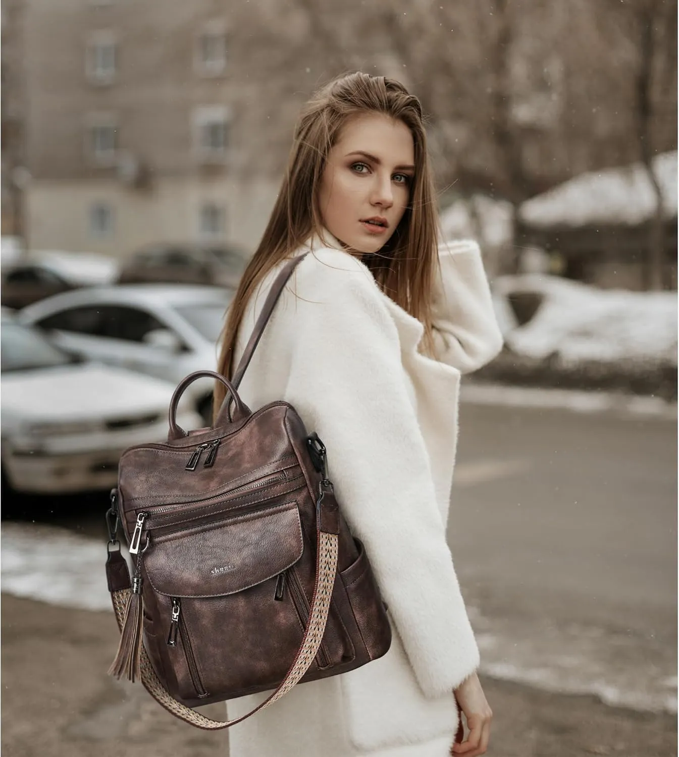 Shrrie Backpack Purse for Women Fashion Leather Backpack Purse Designer Travel Backpack Convertible Shoulder Bag with Wristlet for Work College