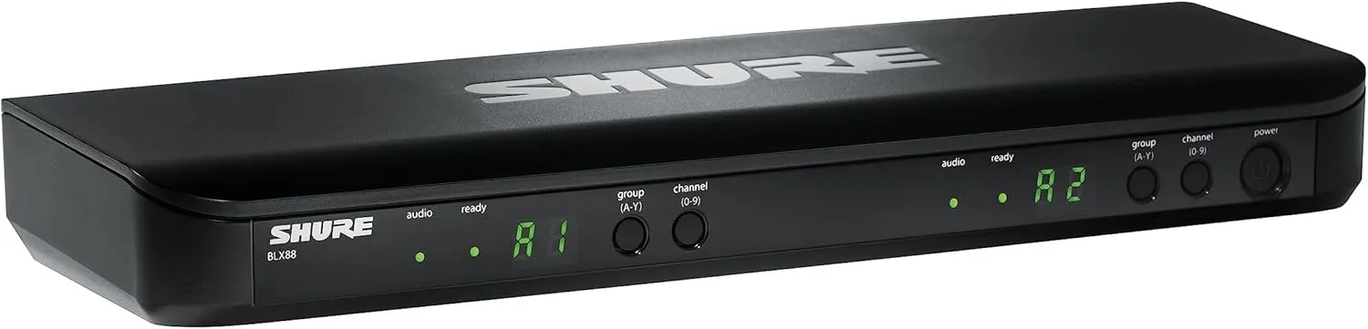 Shure BLX1288/CVL Wireless Microphone System - 14-Hour Battery Life, 300 ft Range, UHF | Includes Handheld & Lavalier Mics, Dual Channel Receiver | H10 Band (BLX1288/CVL-H10)