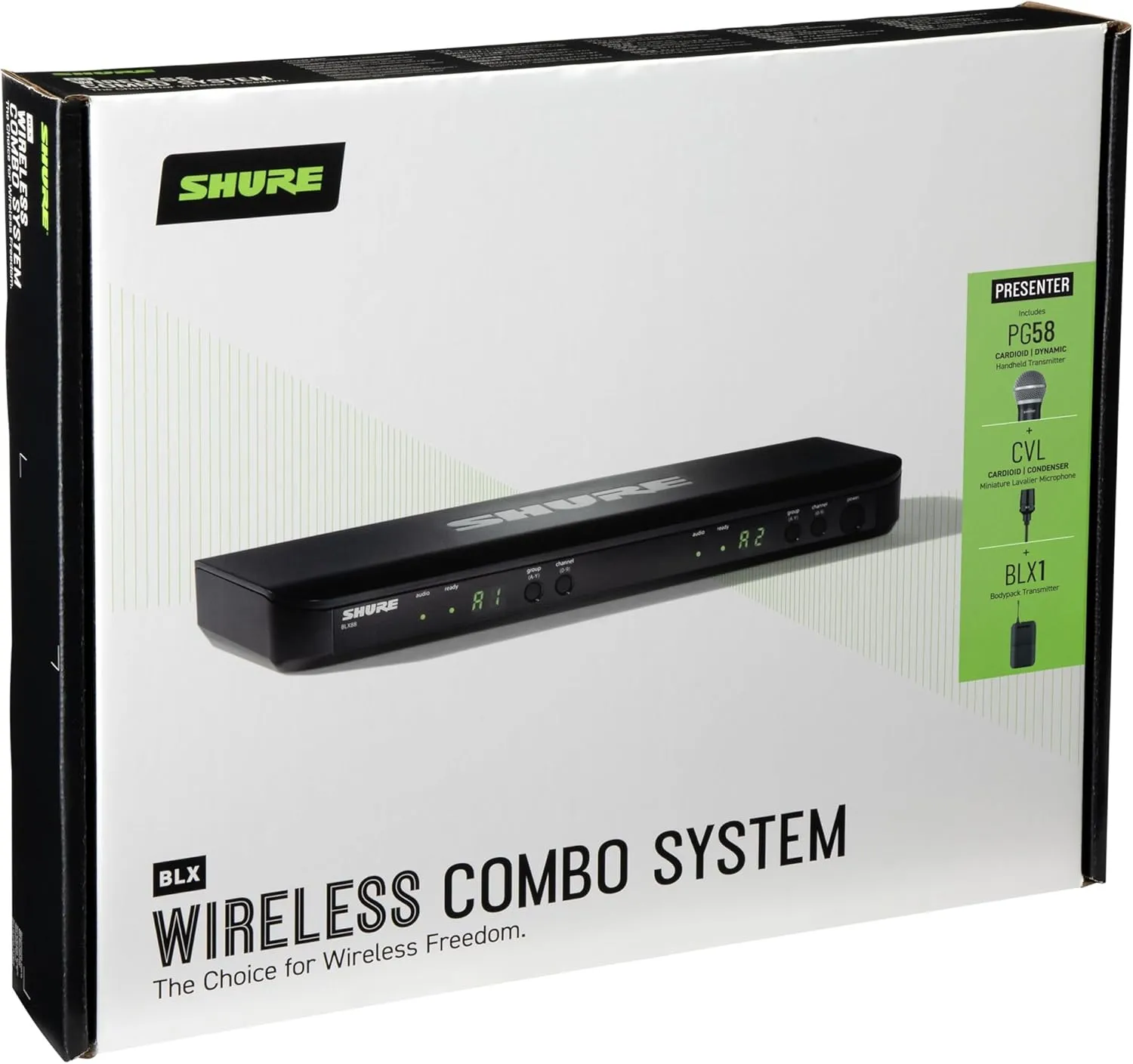 Shure BLX1288/CVL Wireless Microphone System - 14-Hour Battery Life, 300 ft Range, UHF | Includes Handheld & Lavalier Mics, Dual Channel Receiver | H10 Band (BLX1288/CVL-H10)
