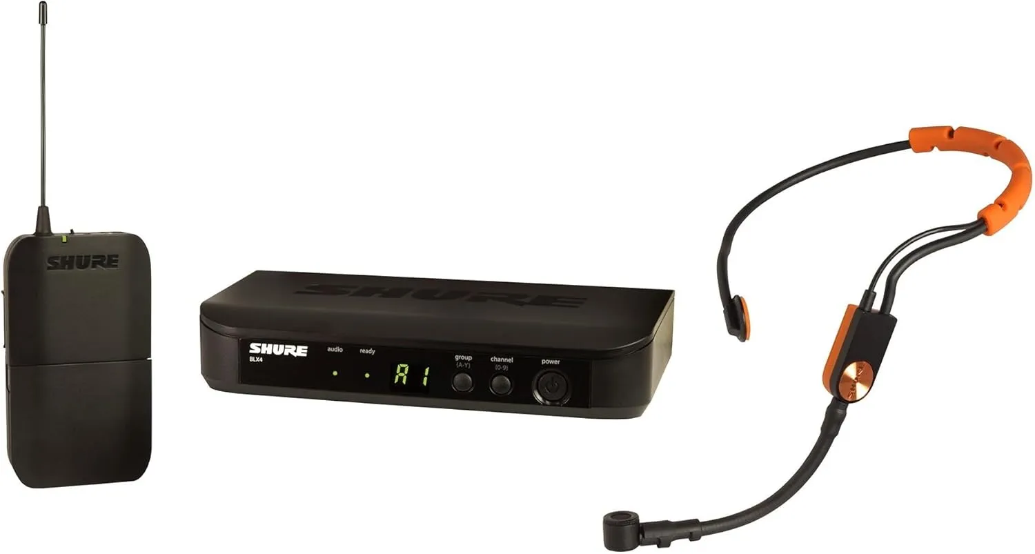 Shure BLX14/SM31 Wireless Microphone System for Fitness and Aerobics - 14-Hour Battery Life, 300 ft Range | Includes SM31FH Fitness Headset Mic, Single Channel Receiver | H9 Band (BLX14/SM31-H9)