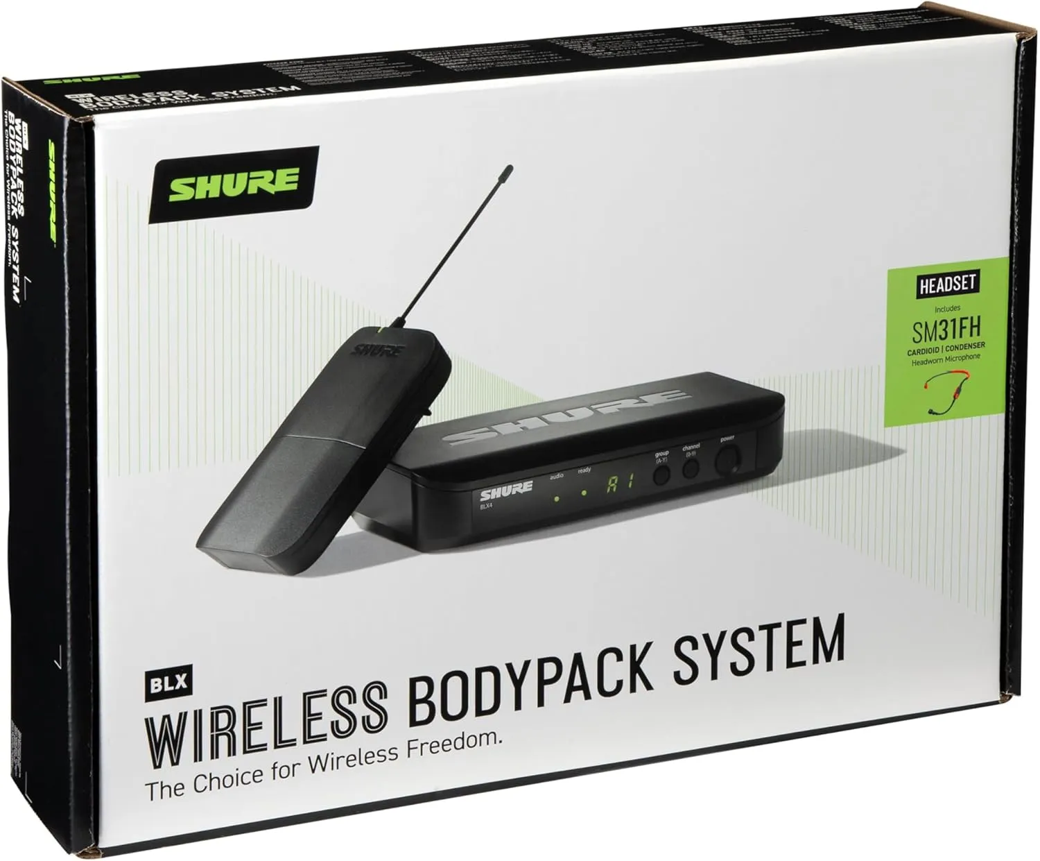 Shure BLX14/SM31 Wireless Microphone System for Fitness and Aerobics - 14-Hour Battery Life, 300 ft Range | Includes SM31FH Fitness Headset Mic, Single Channel Receiver | H9 Band (BLX14/SM31-H9)