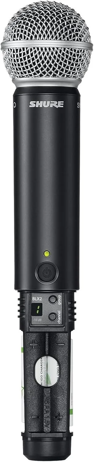 Shure BLX24/SM58 Wireless Microphone System - 14-Hour Battery Life, 300 ft Range, UHF | Includes SM58 Handheld Vocal Mic, Single Channel Receiver | H10 Band (BLX24/SM58-H10)
