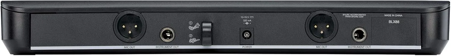 Shure BLX288/PG58 Wireless Microphone System - 14-Hour Battery Life, 300 ft Range, UHF | Includes (2) PG58 Handheld Vocal Mics, Dual Channel Receiver | H11 Band (BLX288/PG58-H11)