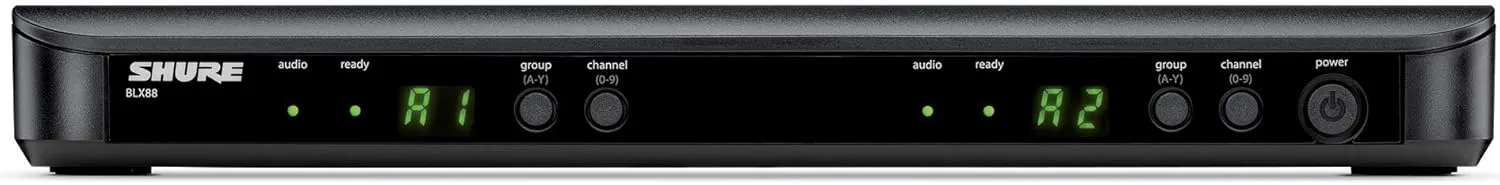Shure BLX288/PG58 Wireless Microphone System - 14-Hour Battery Life, 300 ft Range, UHF | Includes (2) PG58 Handheld Vocal Mics, Dual Channel Receiver | H11 Band (BLX288/PG58-H11)