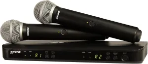 Shure BLX288/PG58 Wireless Microphone System - 14-Hour Battery Life, 300 ft Range, UHF | Includes (2) PG58 Handheld Vocal Mics, Dual Channel Receiver | H11 Band (BLX288/PG58-H11)