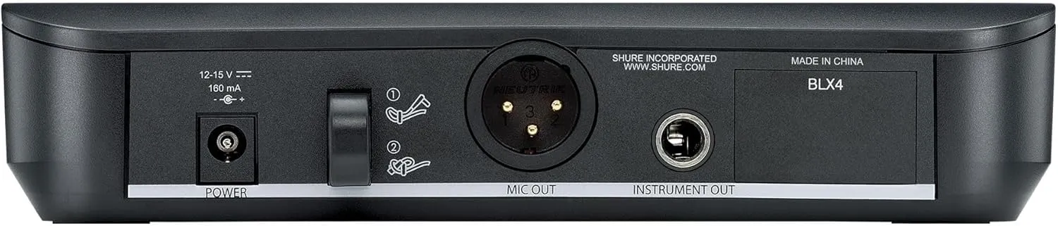 Shure BLX4 Single Channel Receiver - for use with BLX Wireless Systems, Transmitter Sold Separately | H9 Band (BLX4=-H9)