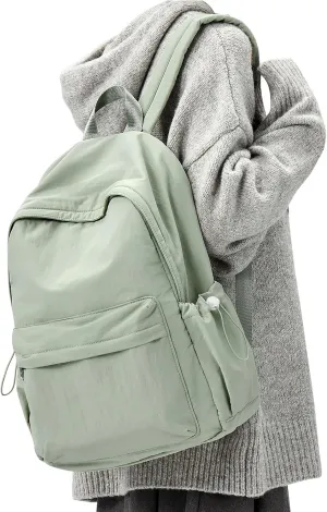 Simple School Backpack For Women Men Aesthetic Medium Backpack Lightweight Casual Daypack College Backpacks Cute Bookbag for Teens Girls Boys Basic Bagpack（Green）