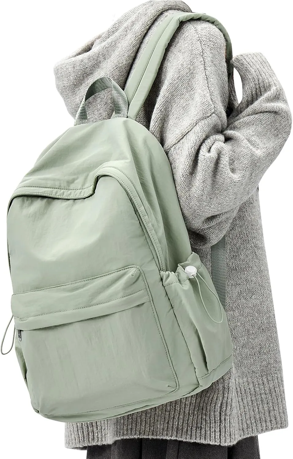 Simple School Backpack For Women Men Aesthetic Medium Backpack Lightweight Casual Daypack College Backpacks Cute Bookbag for Teens Girls Boys Basic Bagpack（Green）