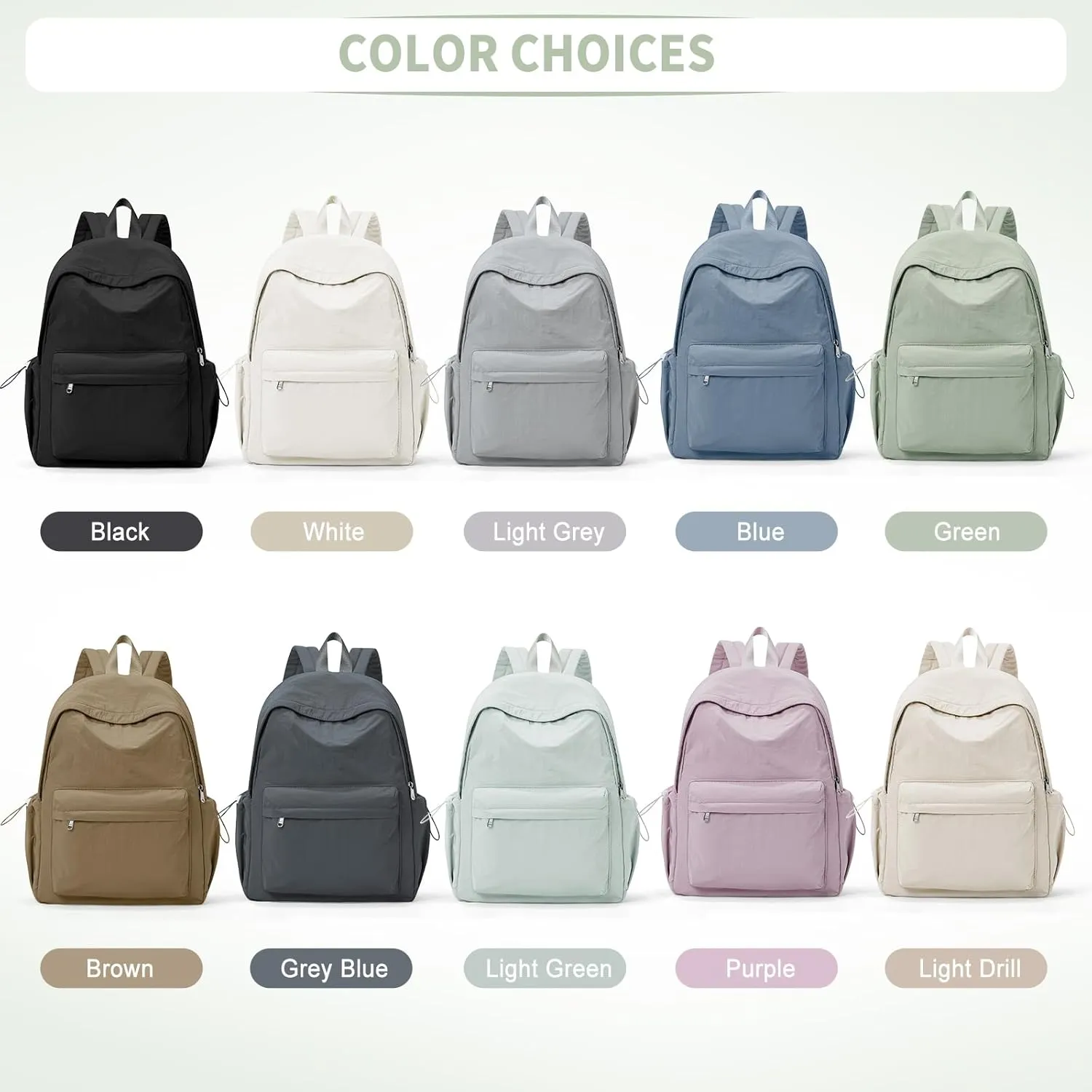 Simple School Backpack For Women Men Aesthetic Medium Backpack Lightweight Casual Daypack College Backpacks Cute Bookbag for Teens Girls Boys Basic Bagpack（Green）