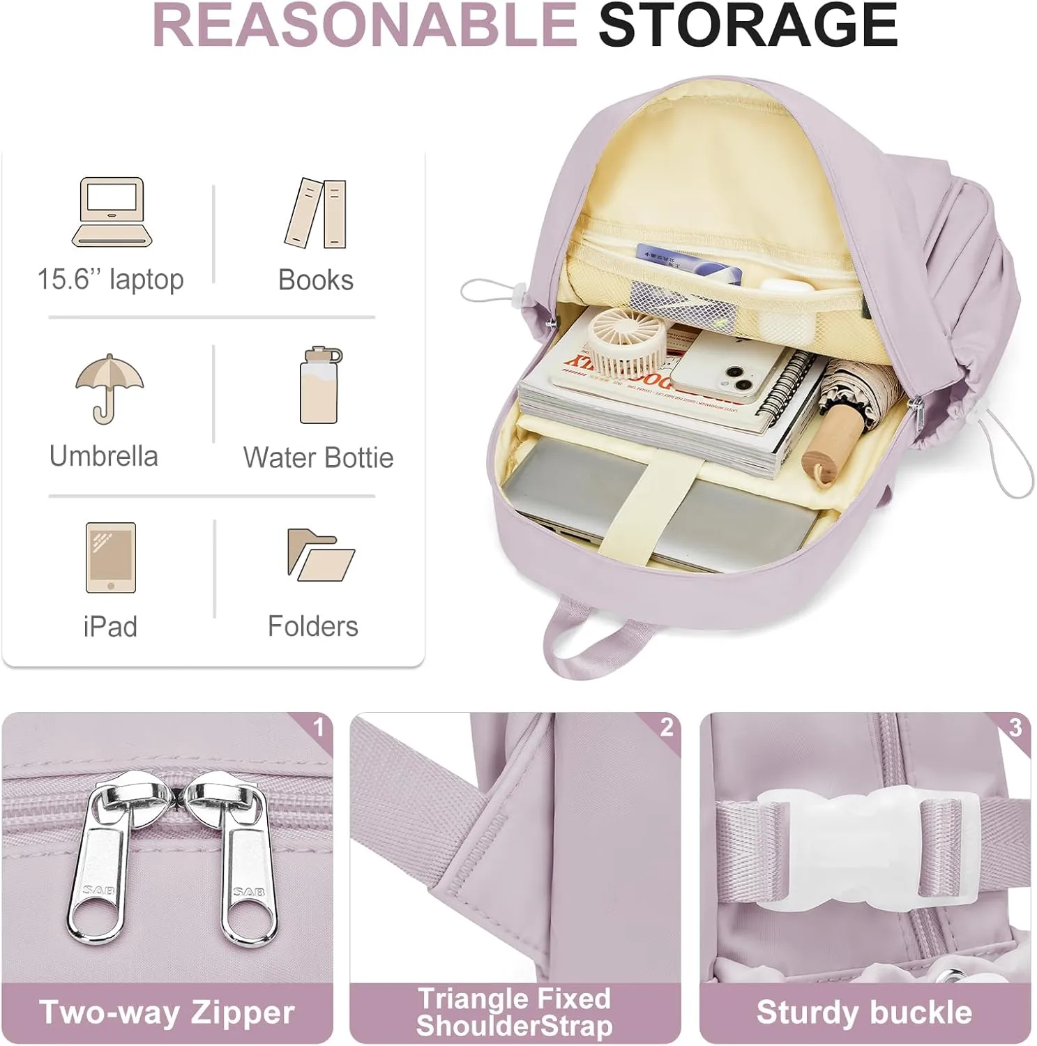 Simple School Backpack For Women,Lightweight College Backpack,High School Bag For Teens Boys Girls,Casual daypack Small Travel Backpacks Men Kawaii Bookbag(Purple)
