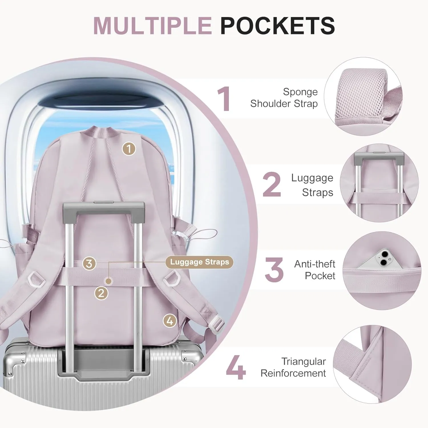 Simple School Backpack For Women,Lightweight College Backpack,High School Bag For Teens Boys Girls,Casual daypack Small Travel Backpacks Men Kawaii Bookbag(Purple)