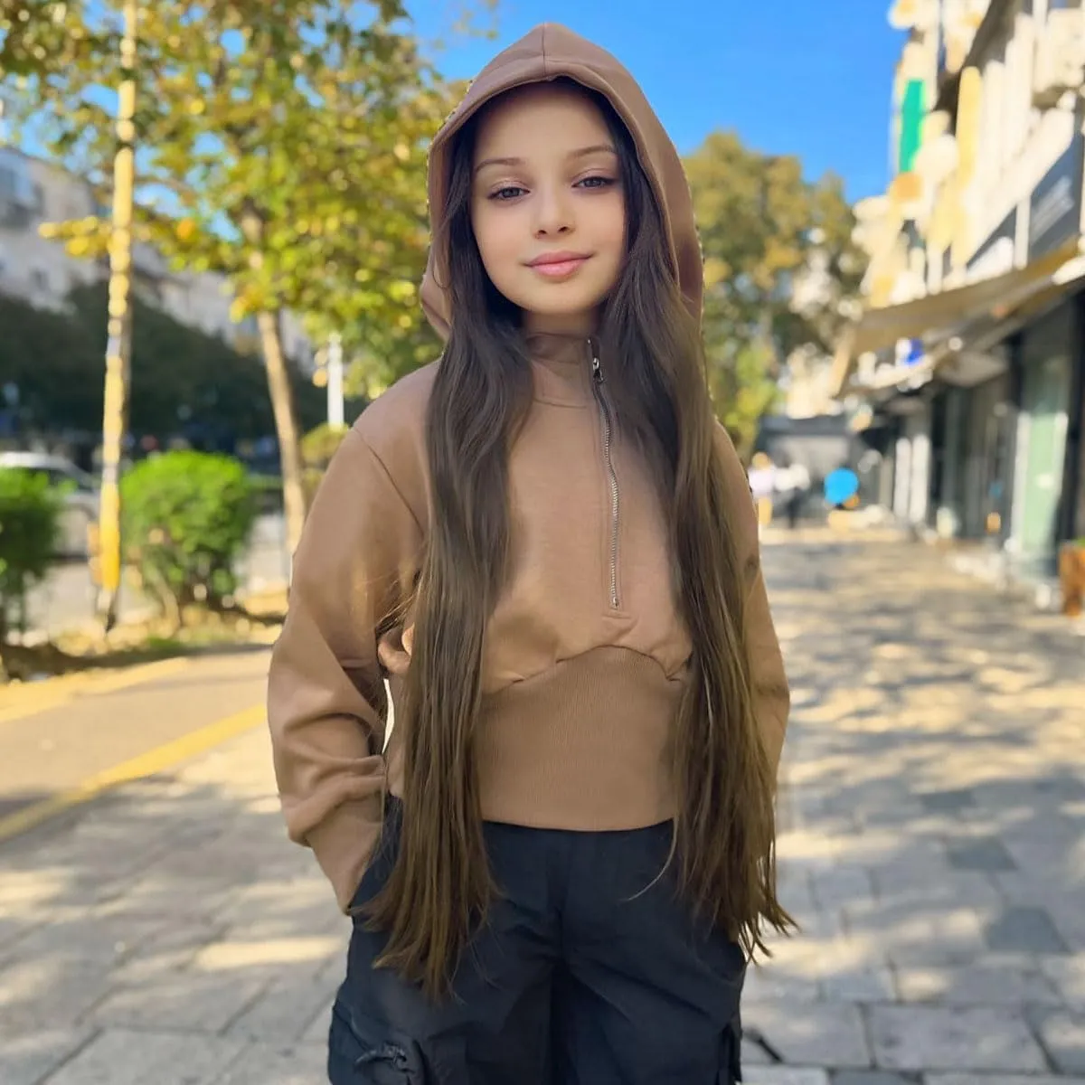 Simplee kids Cute Sweatshirts for Teen Girls Solid Pullover Half-Zip Hoodies 2024 Fall Tops 5-14T