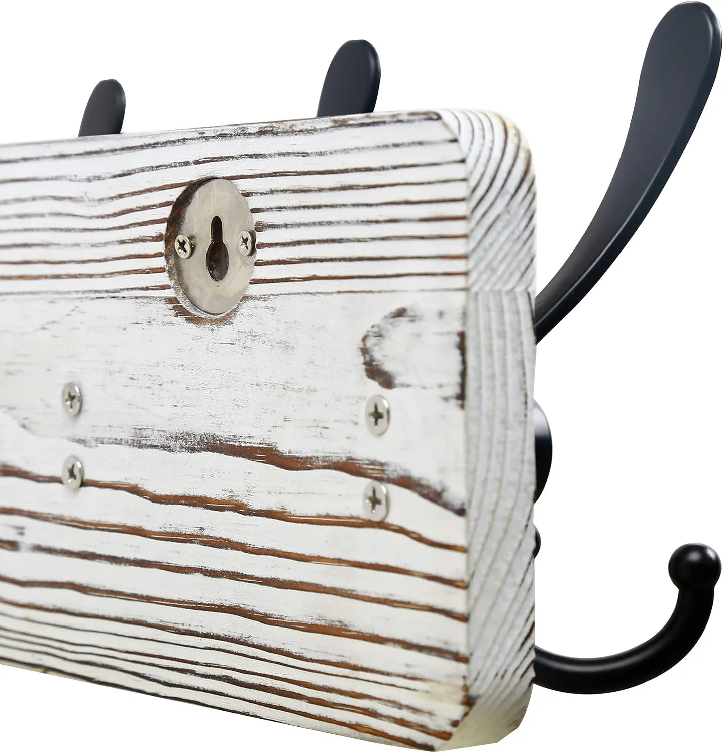 SKOLOO Rustic Wall Mounted Coat Rack: 16" Hole to Hole, Pine Real Wood Plank Wall Coat Rack with 5 Triple Hooks, Farmhouse Coat Hanger Wall Mount for Hanging Backpack Jacket Coat Hat