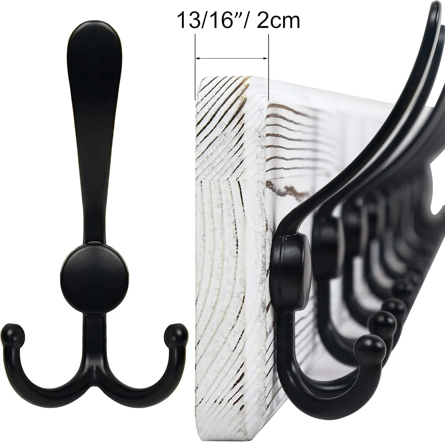 SKOLOO Rustic Wall Mounted Coat Rack: 16" Hole to Hole, Pine Real Wood Plank Wall Coat Rack with 5 Triple Hooks, Farmhouse Coat Hanger Wall Mount for Hanging Backpack Jacket Coat Hat