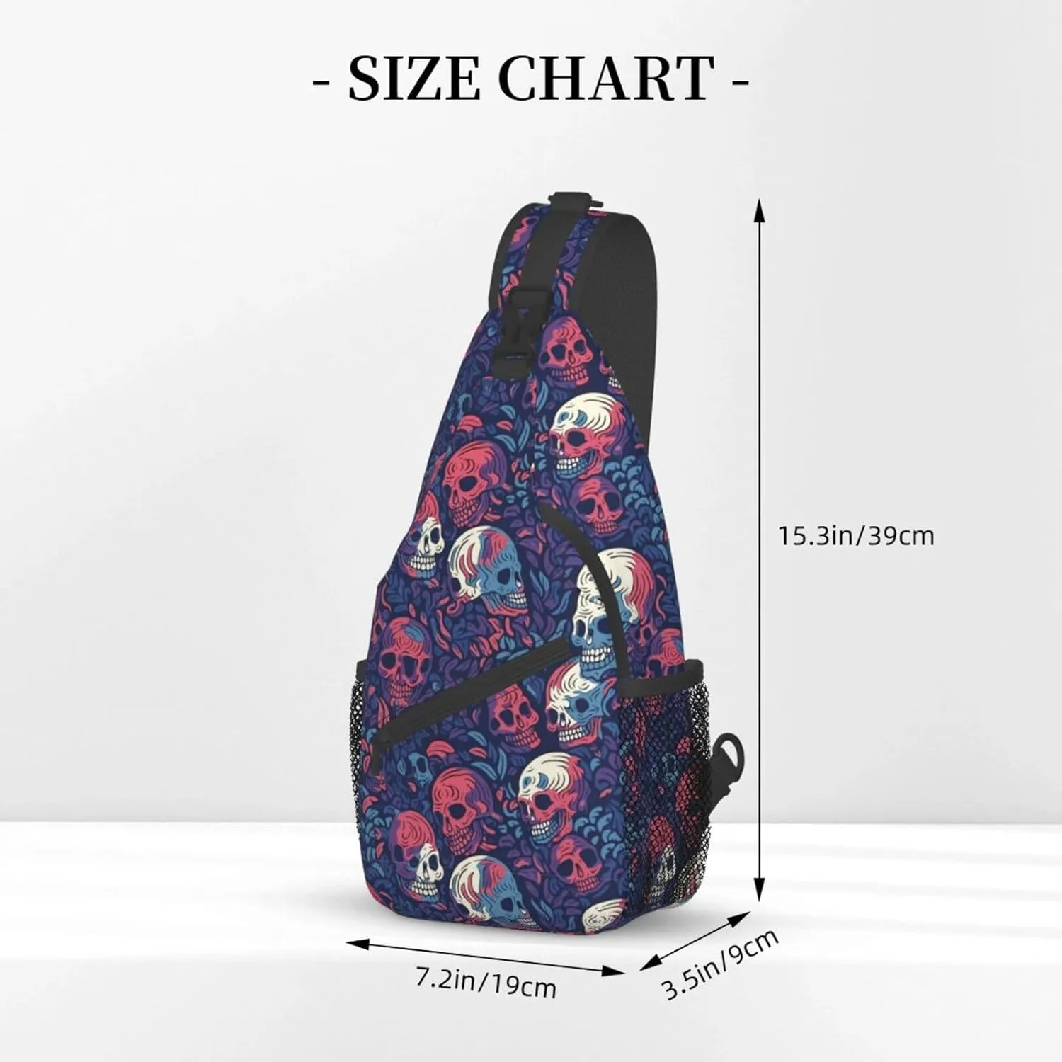 Skull Sling Backpack Chest Bag Crossbody Shoulder Bag Gym Cycling Travel Hiking Daypack For Men Women