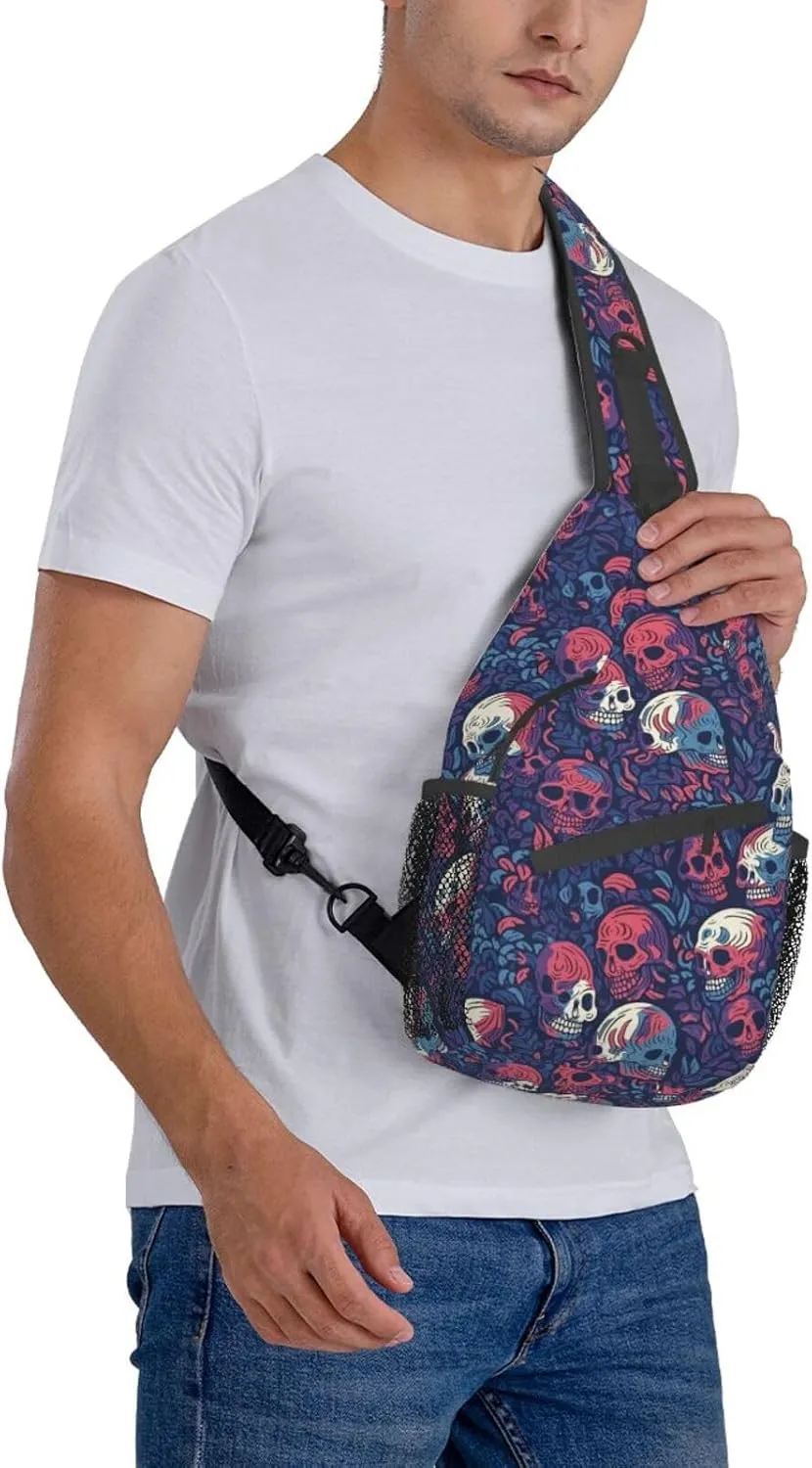 Skull Sling Backpack Chest Bag Crossbody Shoulder Bag Gym Cycling Travel Hiking Daypack For Men Women
