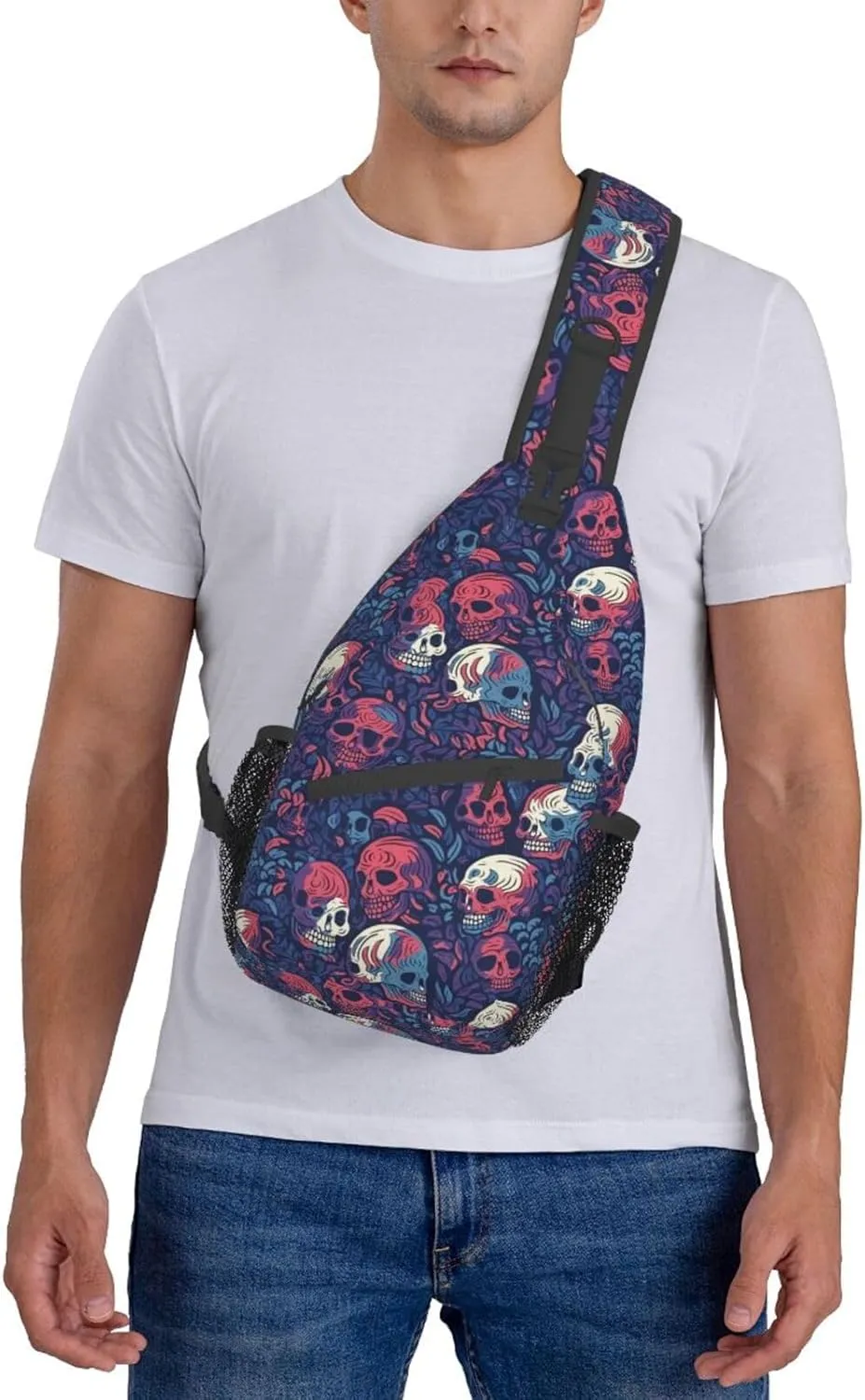 Skull Sling Backpack Chest Bag Crossbody Shoulder Bag Gym Cycling Travel Hiking Daypack For Men Women