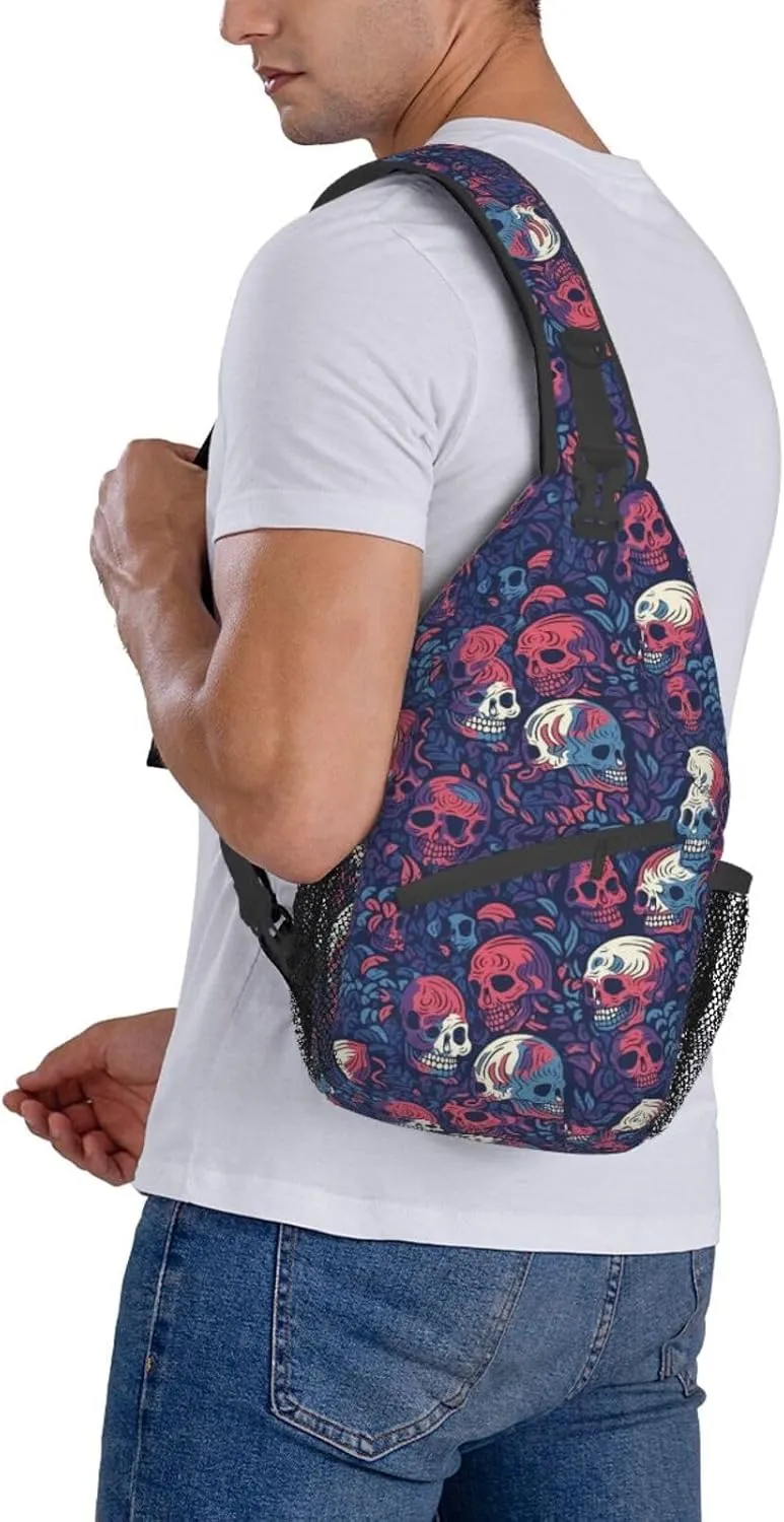 Skull Sling Backpack Chest Bag Crossbody Shoulder Bag Gym Cycling Travel Hiking Daypack For Men Women