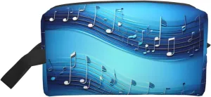 Sky blue musical notes Print Toiletries Makeup and Daily Essentials Large Capacity Zippered Storage Travel Bag