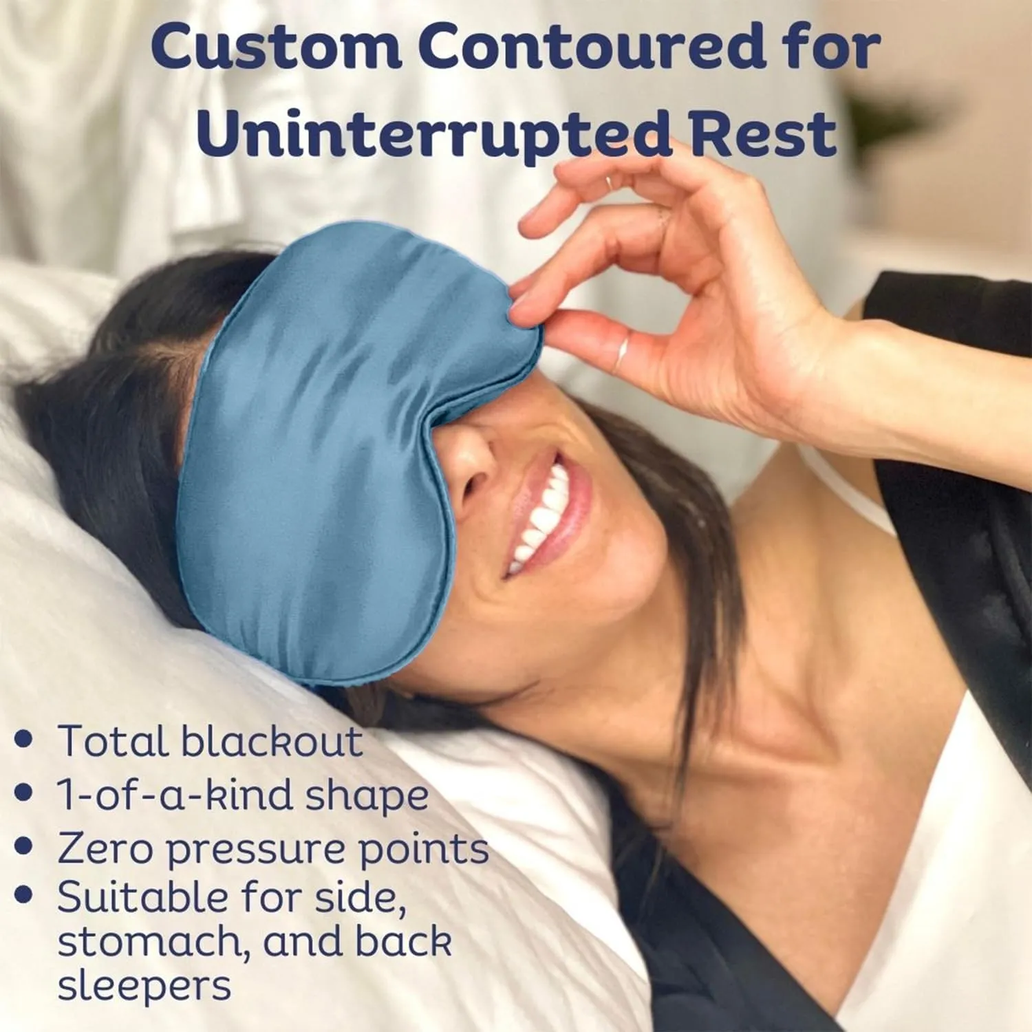Sleep Mask with Deep Eye Cups, 100% Mulberry Silk, Total Blackout, Adjustable Strap, Luxury Eye Mask for Beauty Rest for Men and Women