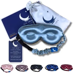 Sleep Mask with Deep Eye Cups, 100% Mulberry Silk, Total Blackout, Adjustable Strap, Luxury Eye Mask for Beauty Rest for Men and Women