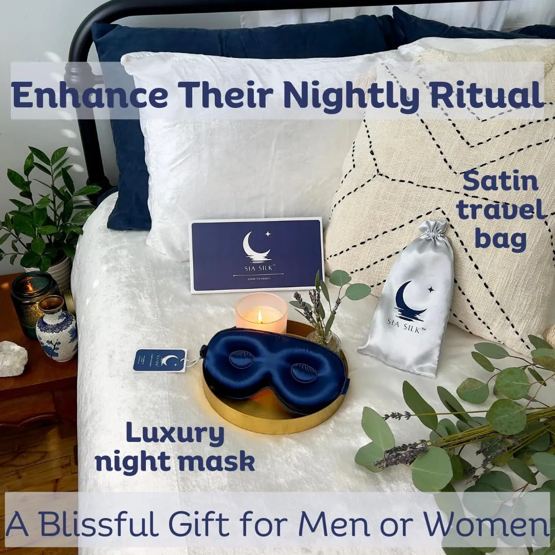 Sleep Mask with Deep Eye Cups, 100% Mulberry Silk, Total Blackout, Adjustable Strap, Luxury Eye Mask for Beauty Rest for Men and Women