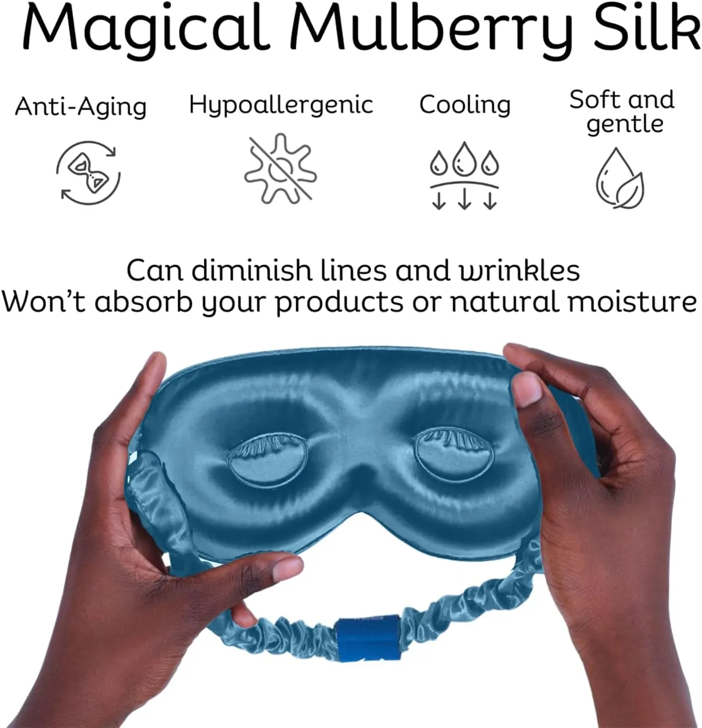 Sleep Mask with Deep Eye Cups, 100% Mulberry Silk, Total Blackout, Adjustable Strap, Luxury Eye Mask for Beauty Rest for Men and Women
