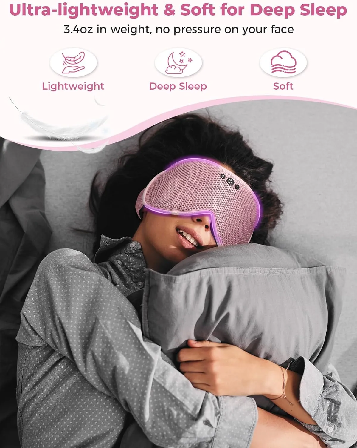 Sleeping Mask for Women, 3D Contoured Sleep Mask with Bluetooth Headphones, Eye Masks for Sleep with Ultra-Thin Stereo Speakers