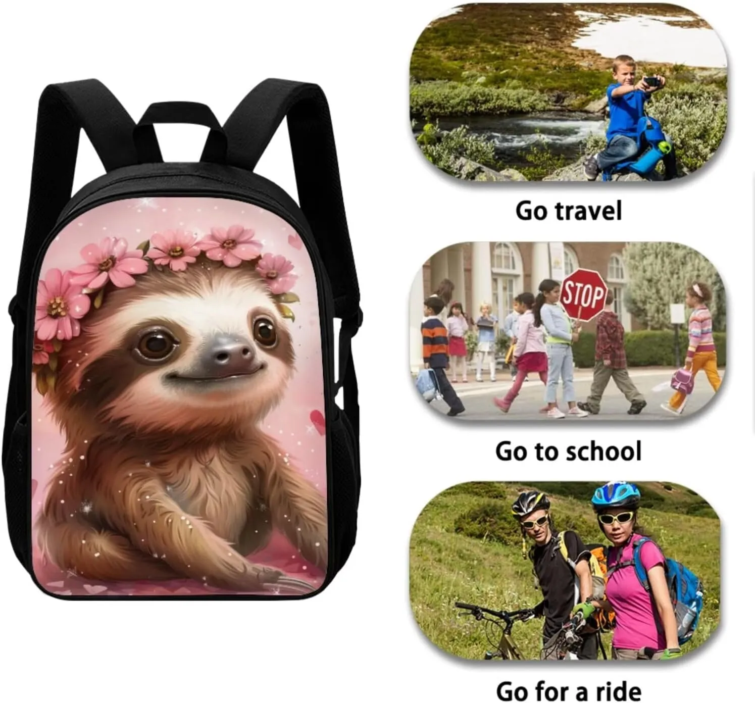 Sloth Backpack Set for Boys 6-8 Lightweight Bookbag for Middle School Students Teens Shoulder Bag with Adjustable Strap for Primary Elementary Middle School/Outdoor/Travel/Sports