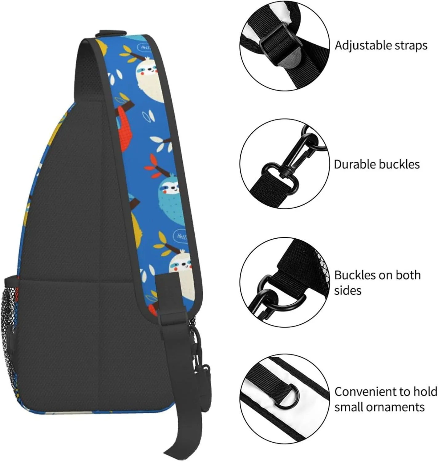 Sloth Sling Backpack Chest Bag Crossbody Shoulder Bag Gym Cycling Travel Hiking Daypack For Men Women