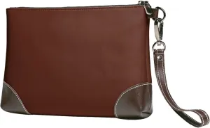 Small Clutch Purses for Women - Brown Leather Wristlet Wallets for Women with Wrist Strap