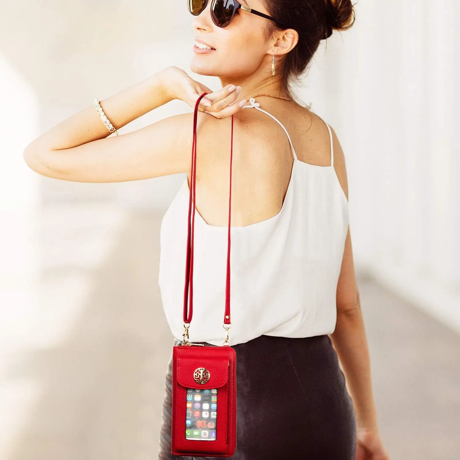 Small Crossbody Purse Cell Phone Wristlet Wallet for Women RFID