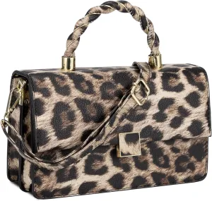 Small Leopard Clutch Print Purses Handbags for Women Leather Trendy Animal Cheetah Print Crossbody Bag