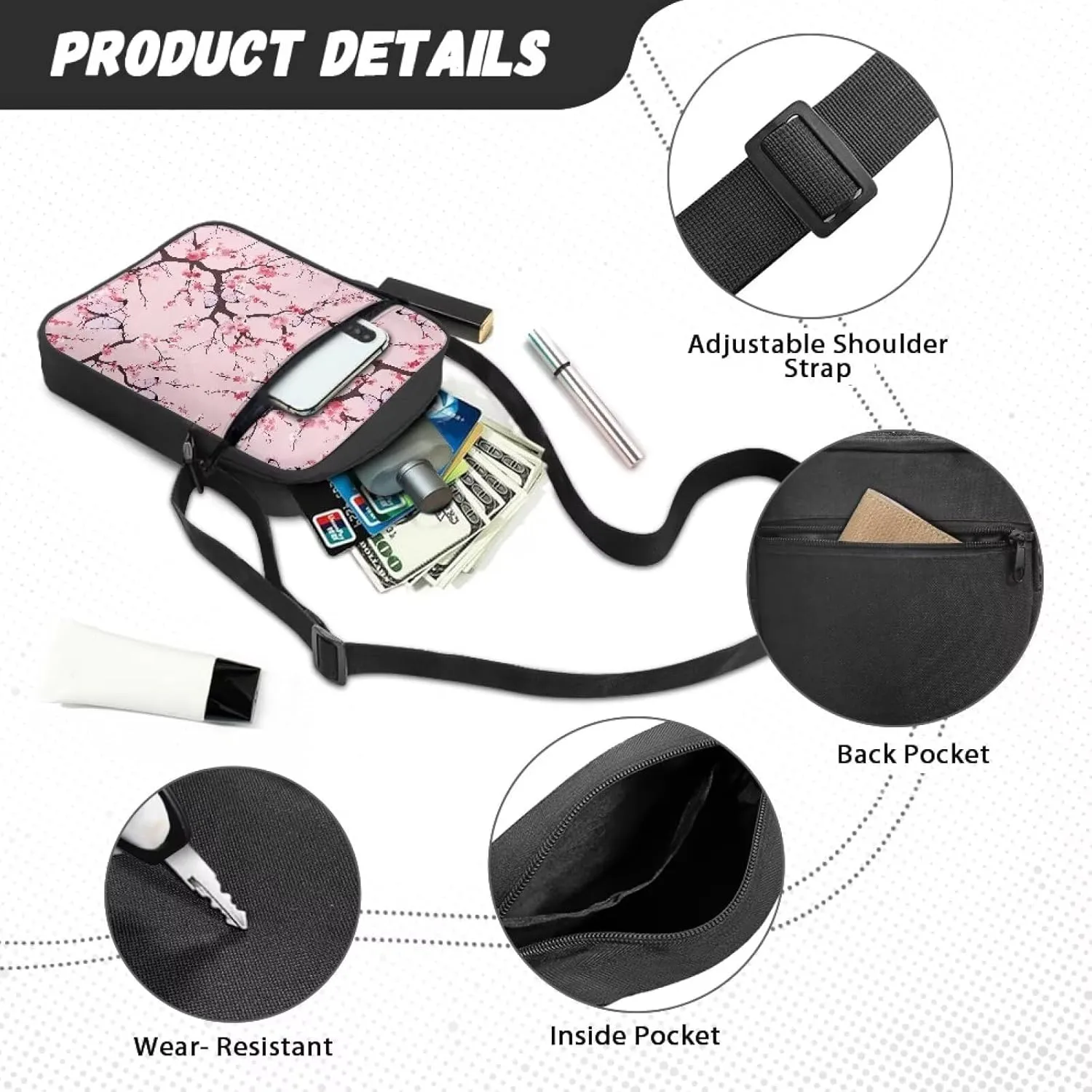 Small Messenger Bag for Men Women Cell Phone Purses Satchel Handbags Unisex Shoulder Bag for Work Travel