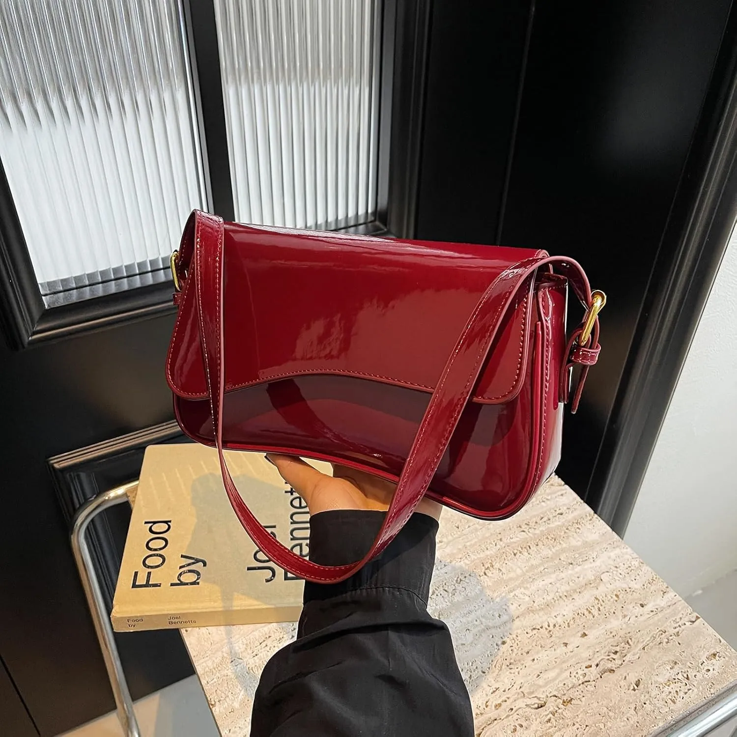 Small Shoulder Bag for Women Clutch Hobo Purse with Zipper Crossbody Purse Retro Vegan Leather Tote Handbag