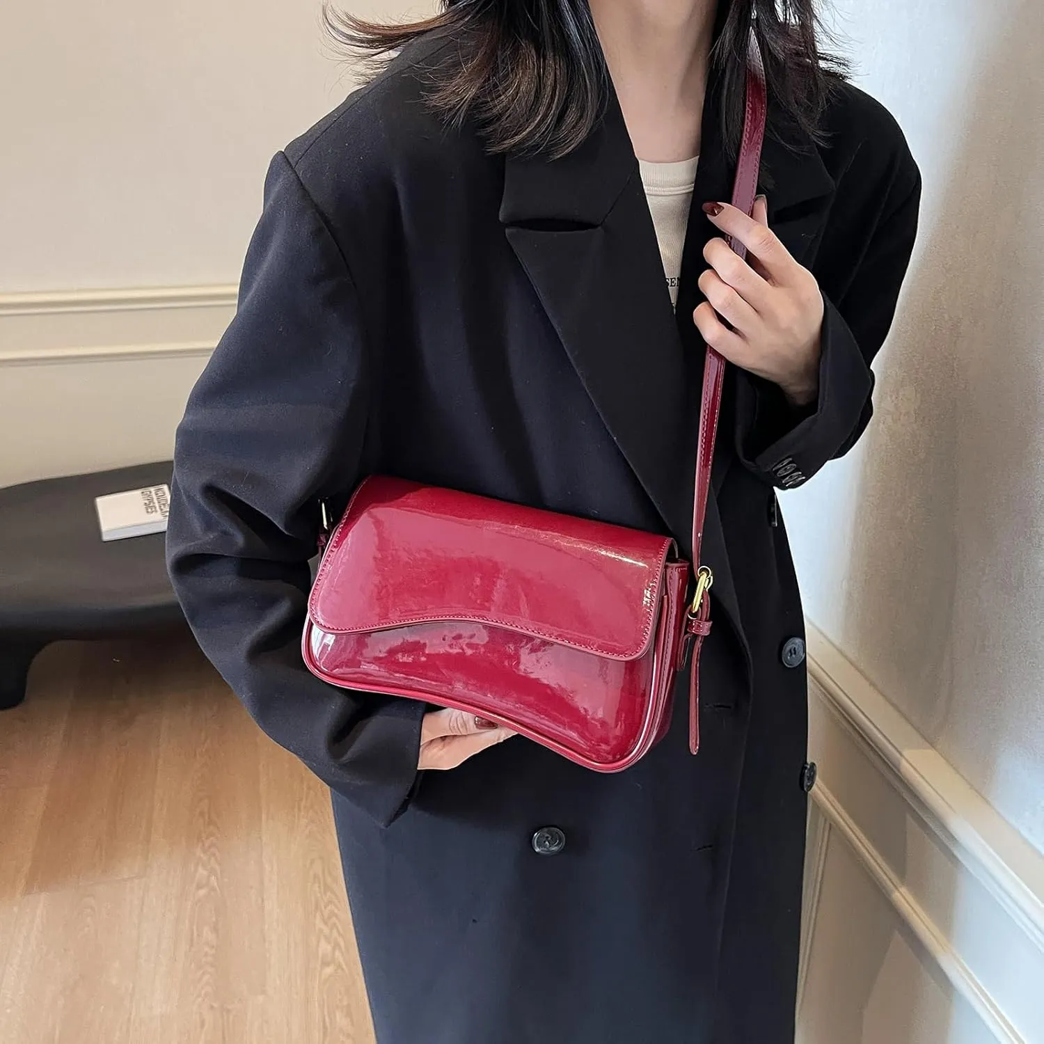 Small Shoulder Bag for Women Clutch Hobo Purse with Zipper Crossbody Purse Retro Vegan Leather Tote Handbag