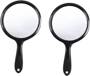 SOIMISS 2pc Dual-Sided Hand Mirror Round Makeup Mirrors Led Lighted for Home Dorm Hotel