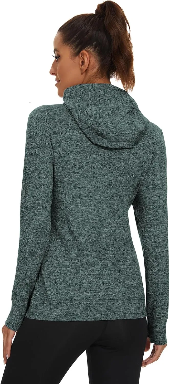 Soneven Women's Running Fleece Sweatshirts Cowl Neck Warm Pullover Hoodie Long Sleeve Thermal Shirt with Pocket