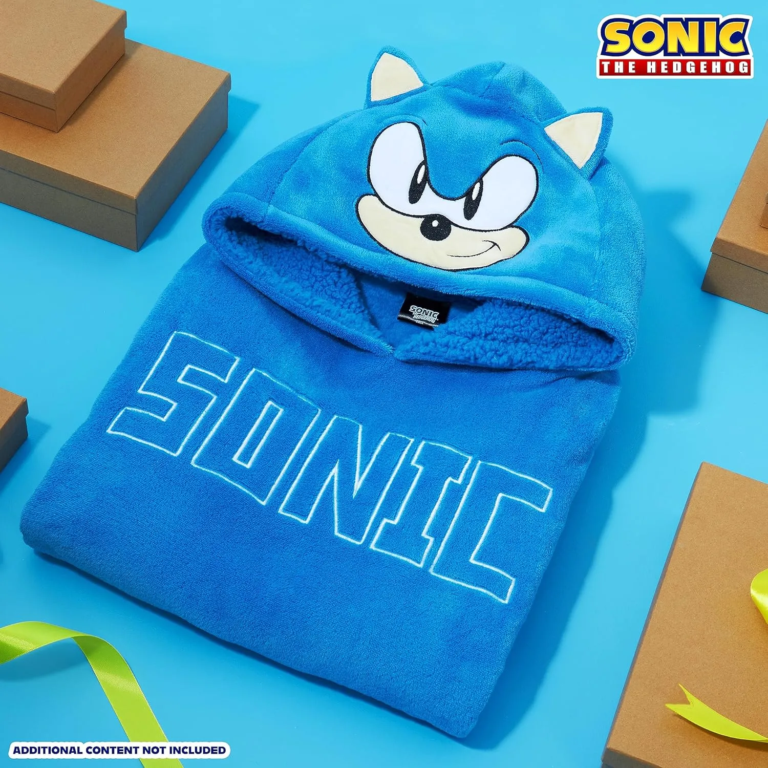 Sonic The Hedgehog Fleece Hoodie Blanket for Boys and Teenagers Oversized Fleece Poncho One Size Gaming Gifts for Boys
